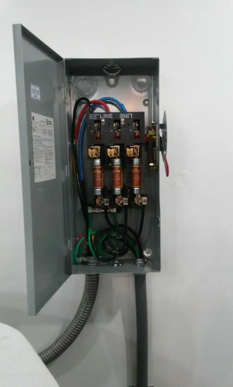 Three-phase disconnect switch installed for Smoke Detector Installation in Ludlow